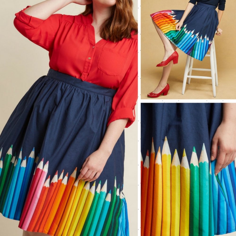 Modcloth Colored Pencils Skirt